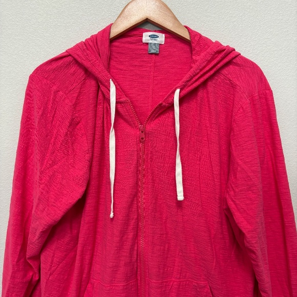 Old Navy Relaxed Lightweight Slub-Knit Full-Zip Hoodie - Hot Pink, XL - Picture 2 of 6